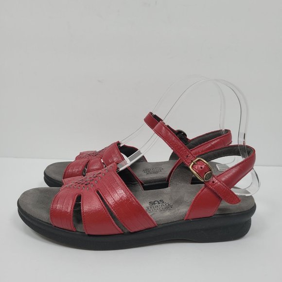 SAS Tripad Comfort Women's Red Leather Strap Sandals US Size 8.5 - Picture 2 of 8